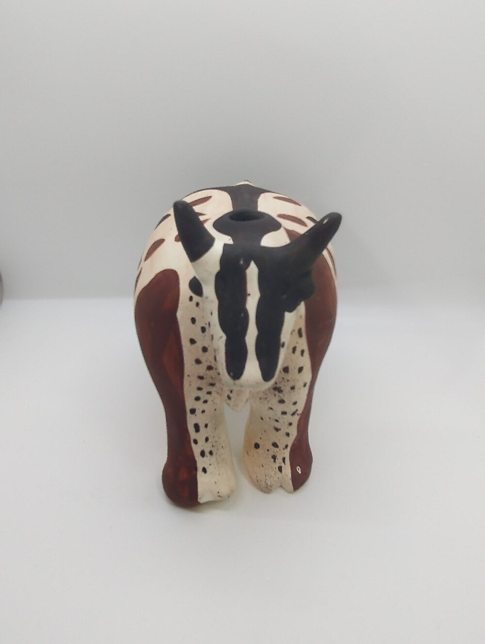 MMA-TBM 1993 Acoma Pueblo Cow" Oxen Effigy Tall Hand-Painted Pottery Brown